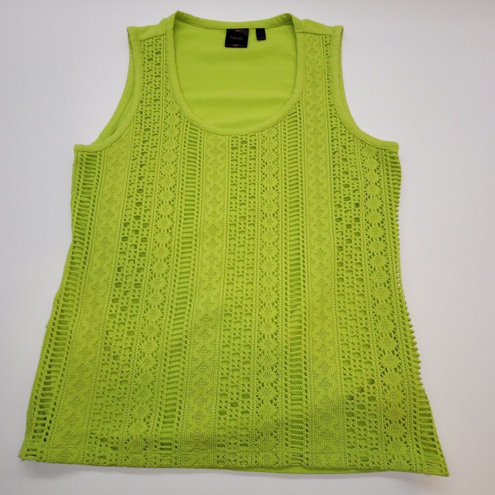 Rafaella Lime‎ Green Crochet Lace Tank Top Women's Size Medium